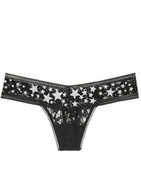 Victoria's Secret Glitter Star Thong Panty NEW Sheer Lace Sparkly Medium
